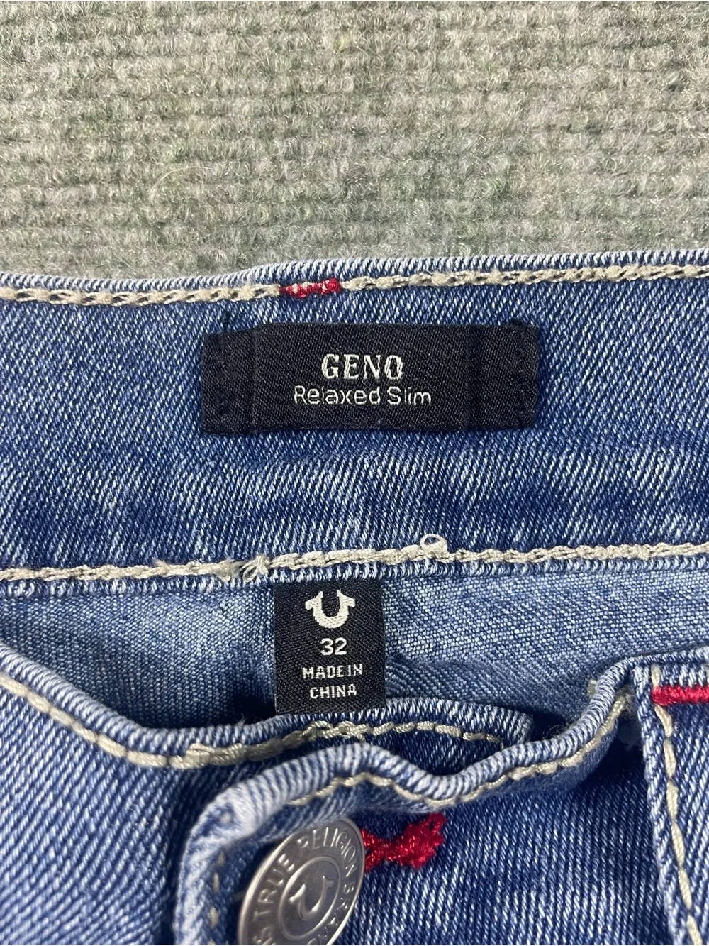 True Religion Men's Slim Geno Jeans in Light Blue Wash